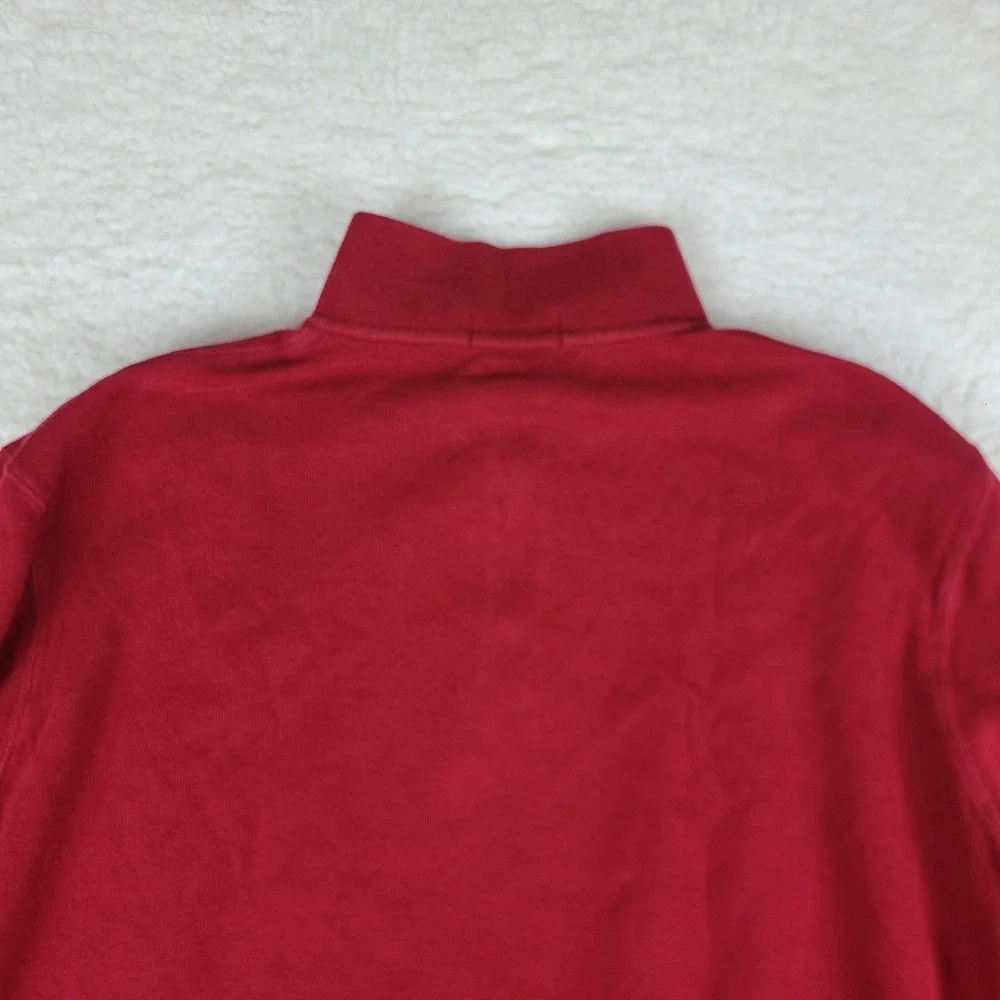 Polo Ralph Lauren Sweater Mens XL Red Estate Rib Quarter Zip‎ Sweatshirt *